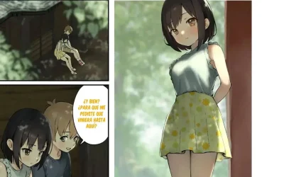 Lee manga hentai incesto del artista Omochi Nabe. En esta ocasión la prima pequeña ve como follan, por lo que le pide a su primo pequeño que la folle también. El primo le quita la virginidad.