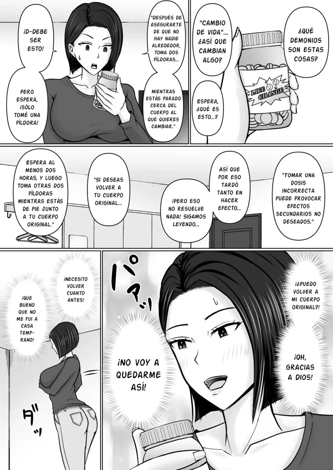 Leer doujinshi del artista Takino Mishin. Un chico se cambia de cuerpo con el de una madre. La madura se folla a su hijo mientras duerme. Manga hentai MILF e incesto.